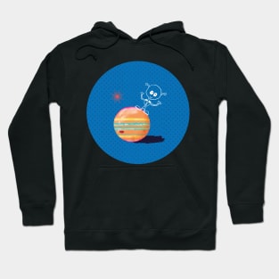 Fallen Jupiter Moons – pattern orange on blue Hoodie